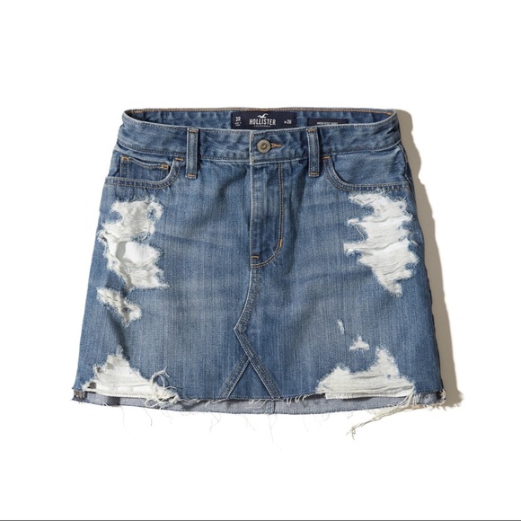 high waisted ripped denim skirt